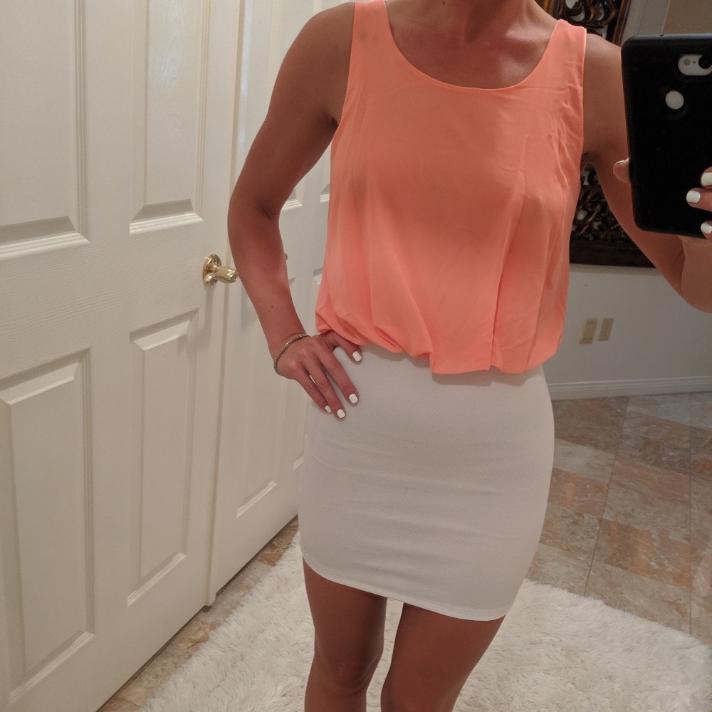 Salmon and white adorable dress